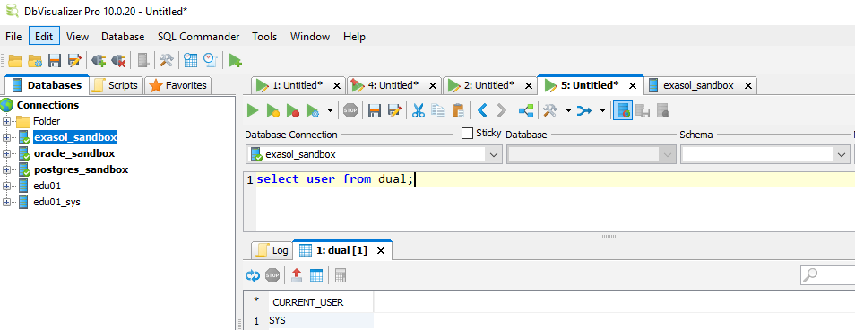 Using DbVisualizer to work with #Oracle, #PostgreSQL and #Exasol ...
